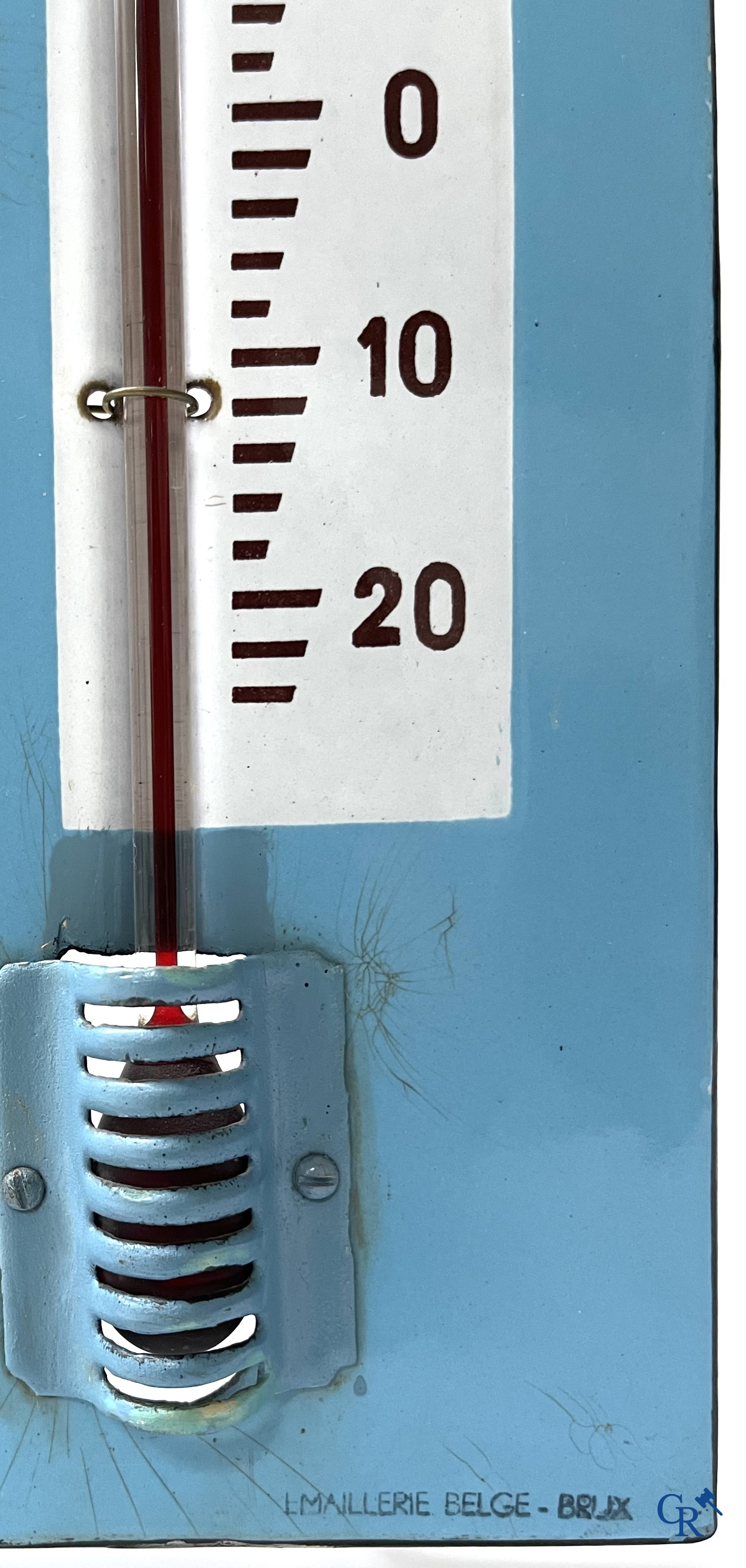 Soennecken "The Perfection" Enamel advertising thermometer for ballpoint pens and fountain pens. Emaillerie Belge. 1950's.