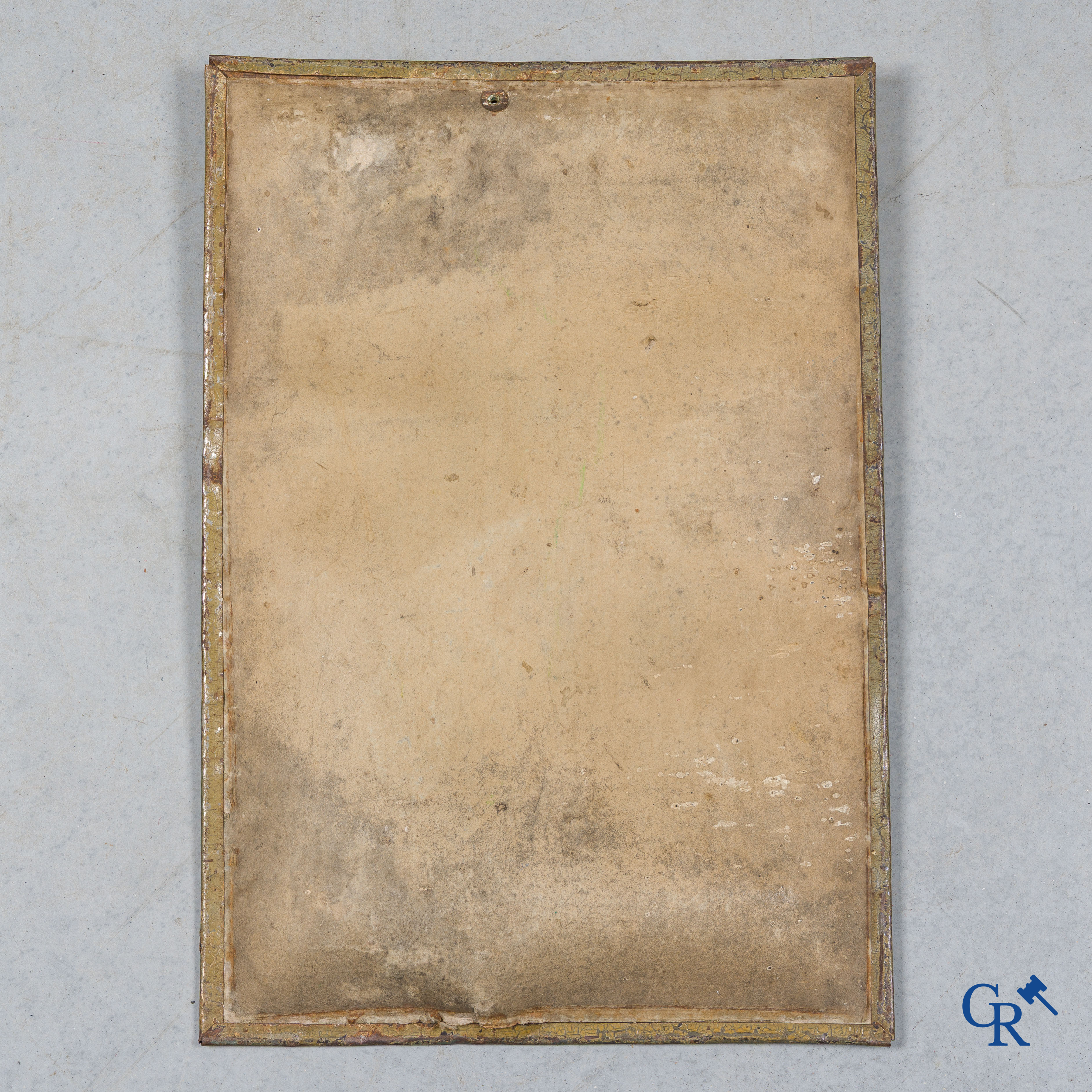 Chocolat Menier, d'après Firmin Bouisset, miroir publicitaire sur tôle peinte. Vers 1920.