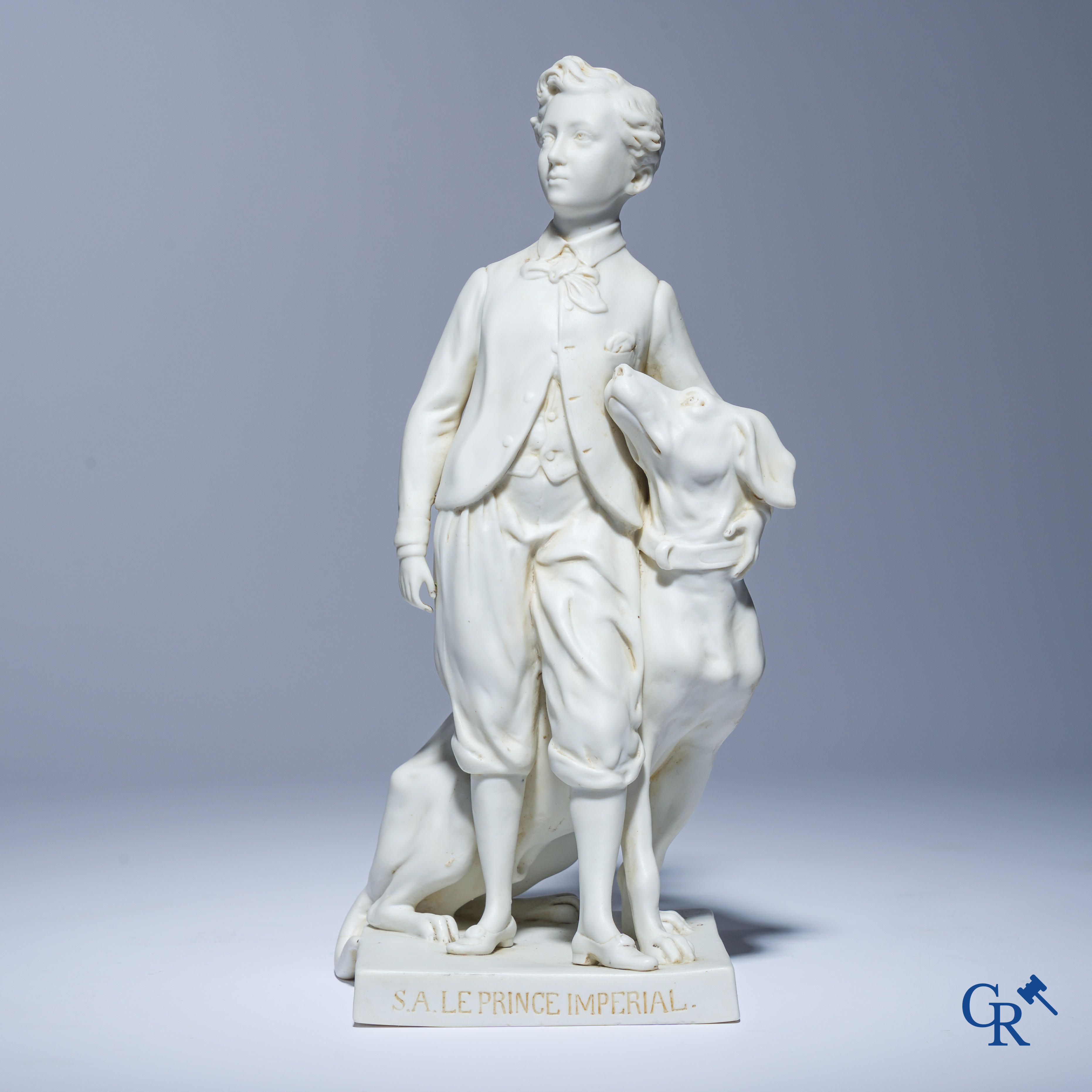 Jean-Baptiste Carpeaux (1827-1875) S.A. Le Prince impérial et le chien Néro, in Sèvres biscuit. Signed Carpeaux.