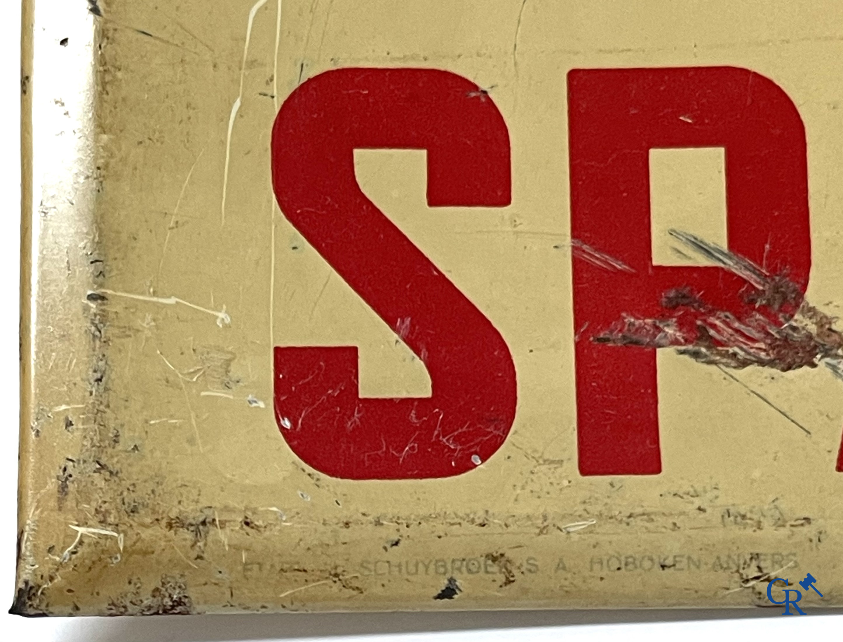 Spa, a publicity printed on metal for Spa Citron and a lithograph on cardboard for Spa Orangina. 1950's.