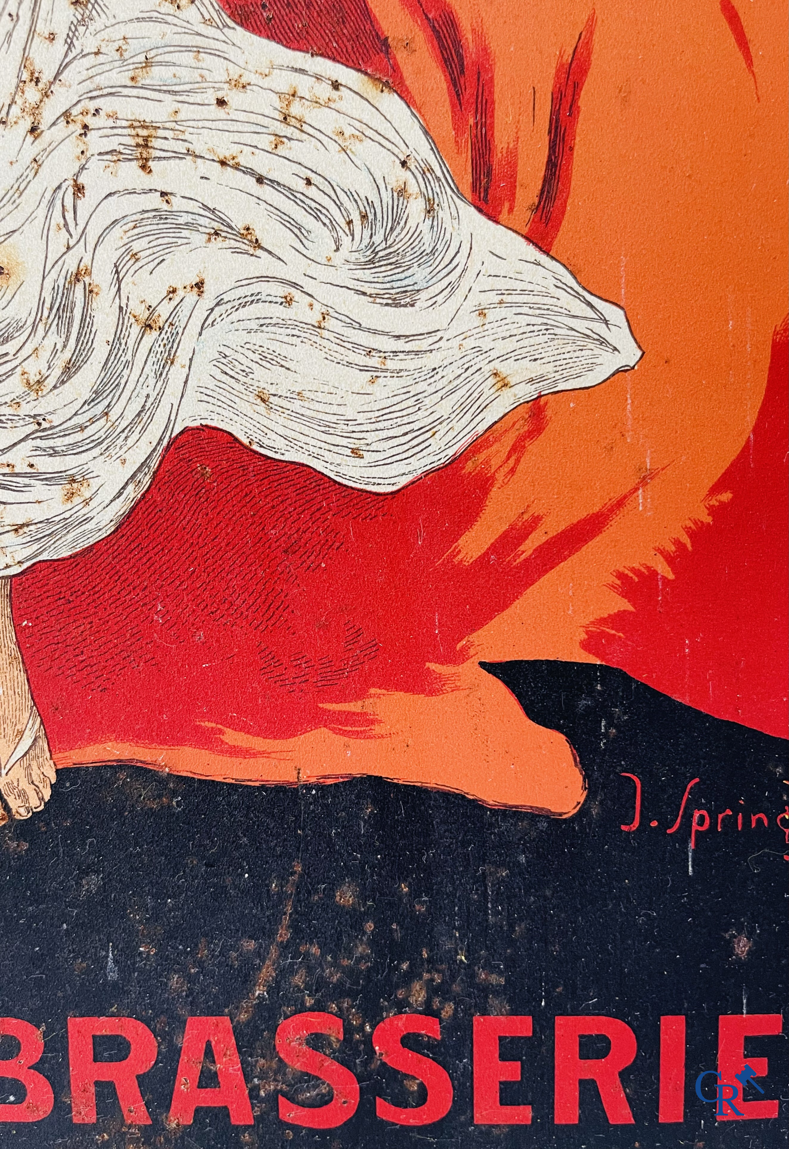 J. Spring (André Lapuszewski, Joseph Stall) Publicity printed on metal for Bière de la Grande Brasserie Ardennaise.
