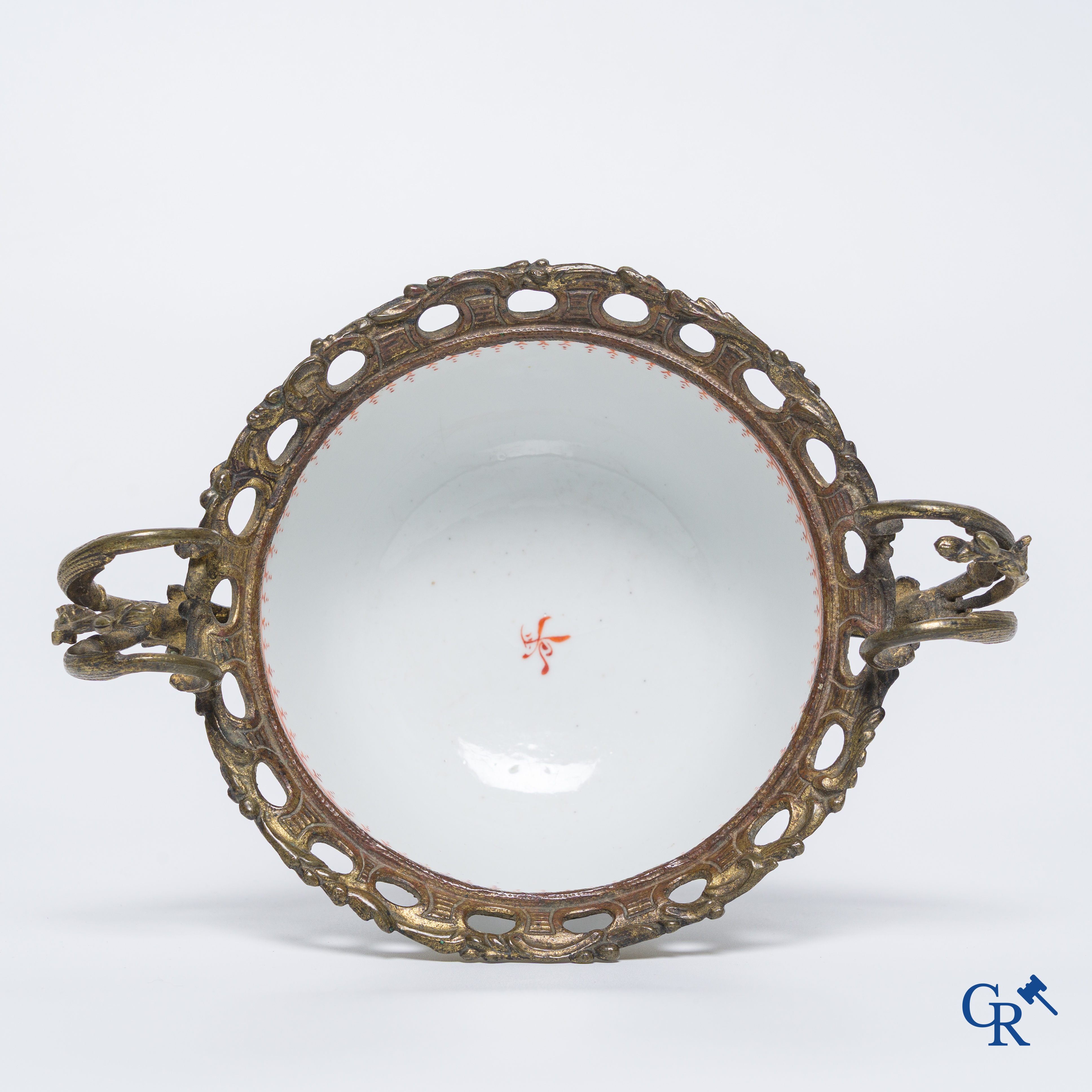 Chinese porcelain: An 18th century gilt-bronze mounted bowl in Chinese export porcelain.