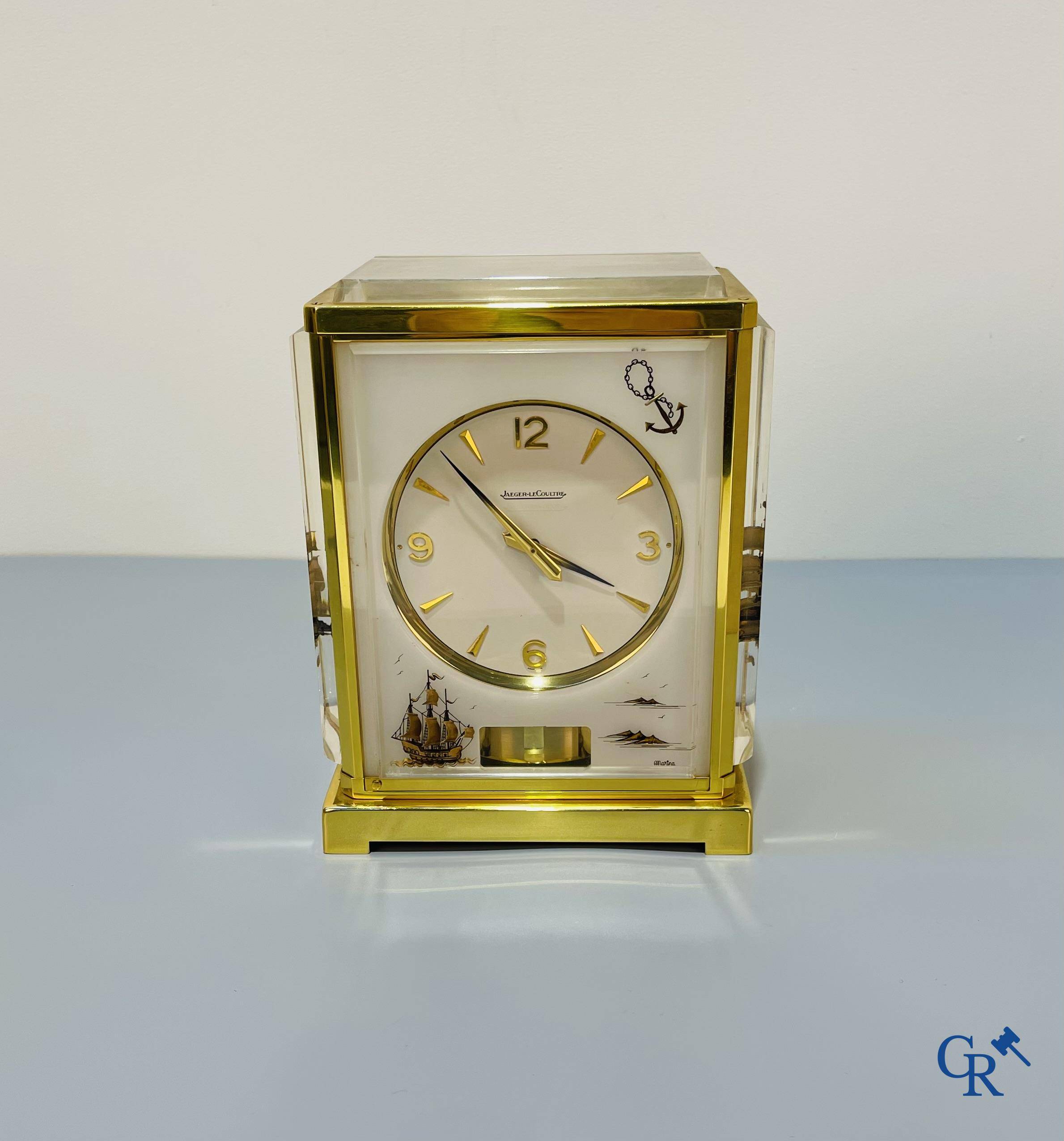 Jaeger-LeCoultre, Pendule Atmos Marina in original storage case and original box of delivery.