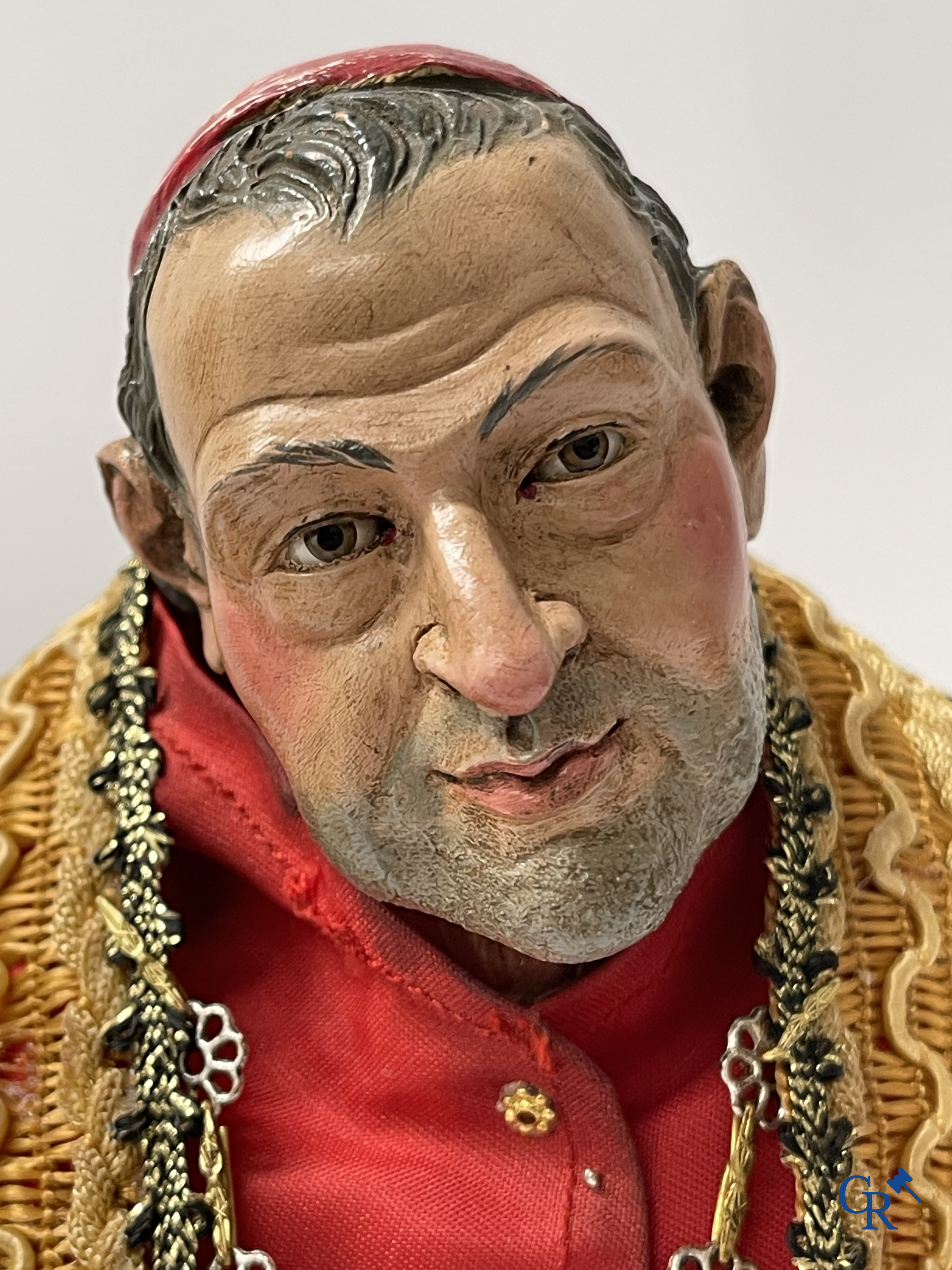 Religious objects, A pair of large Neapolitan santons with glass eyes. 19th century.