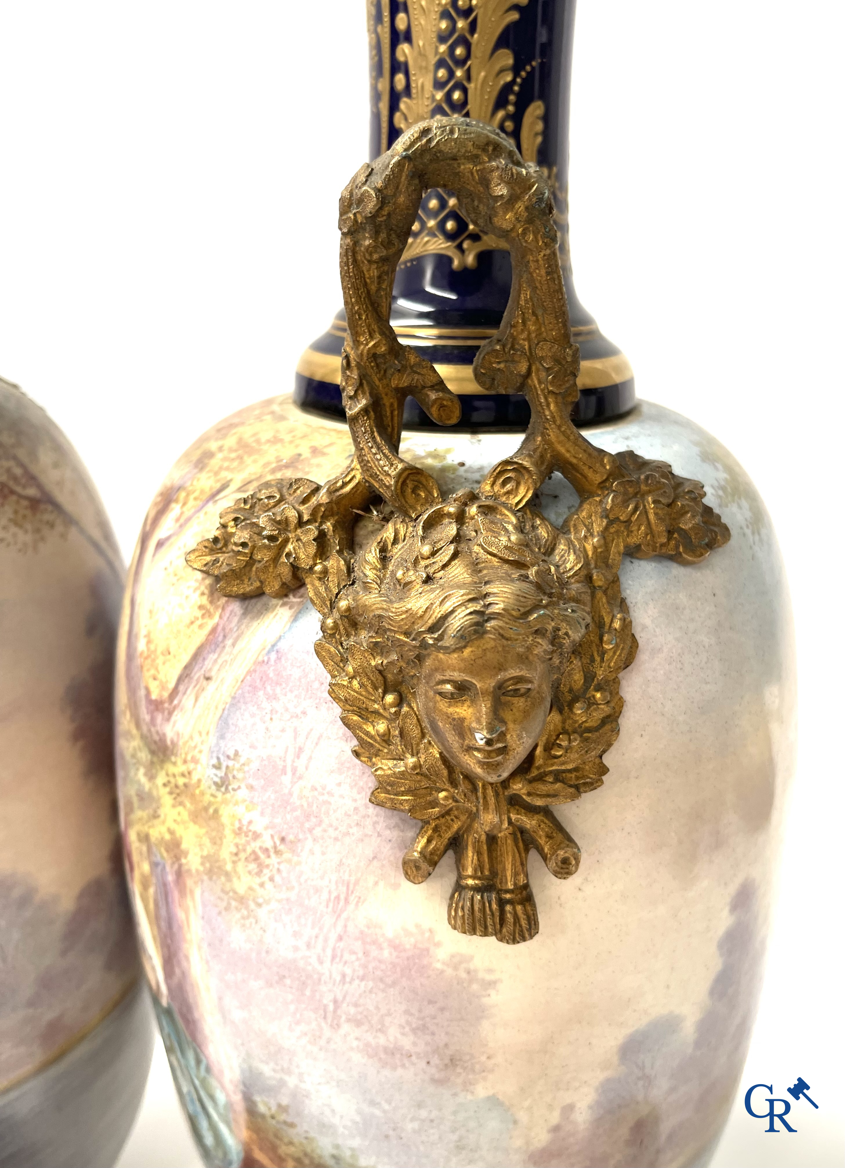 Sèvres, a large lot of Sèvres porcelain with bronze frames. Not mounted. Circa 1900.