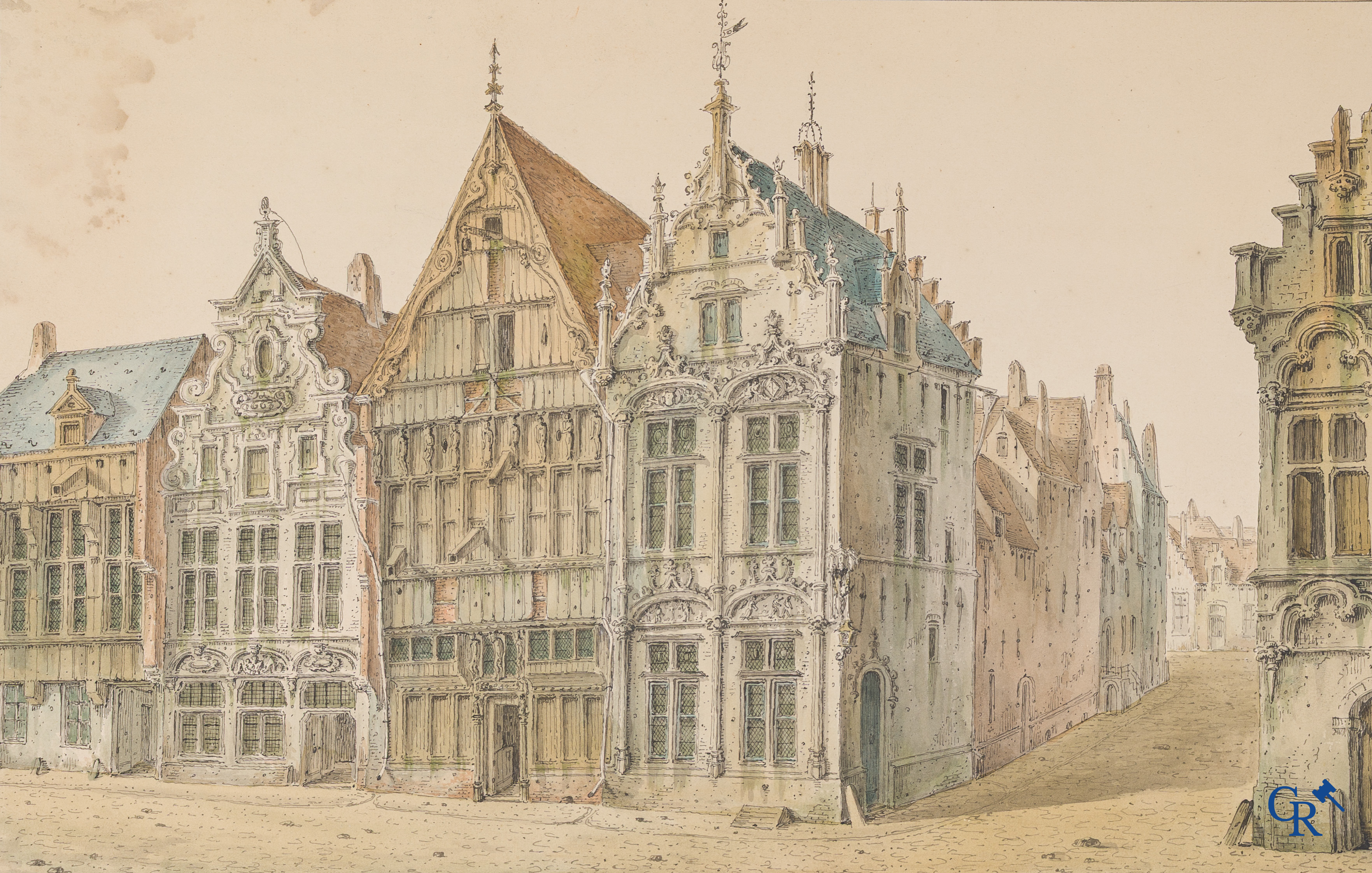 Jean-Baptiste André De Noter (1786-1855) Ink and watercolour. Views of the city of Mechelen.