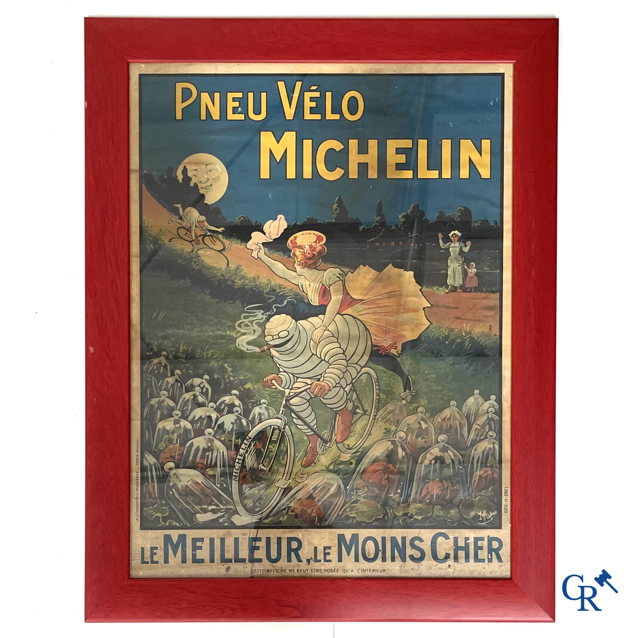 Léon Hingre (1860-1926) Pneu Vélo Michelin. Beautiful poster for Michelin bicycle tires. Around 1910.