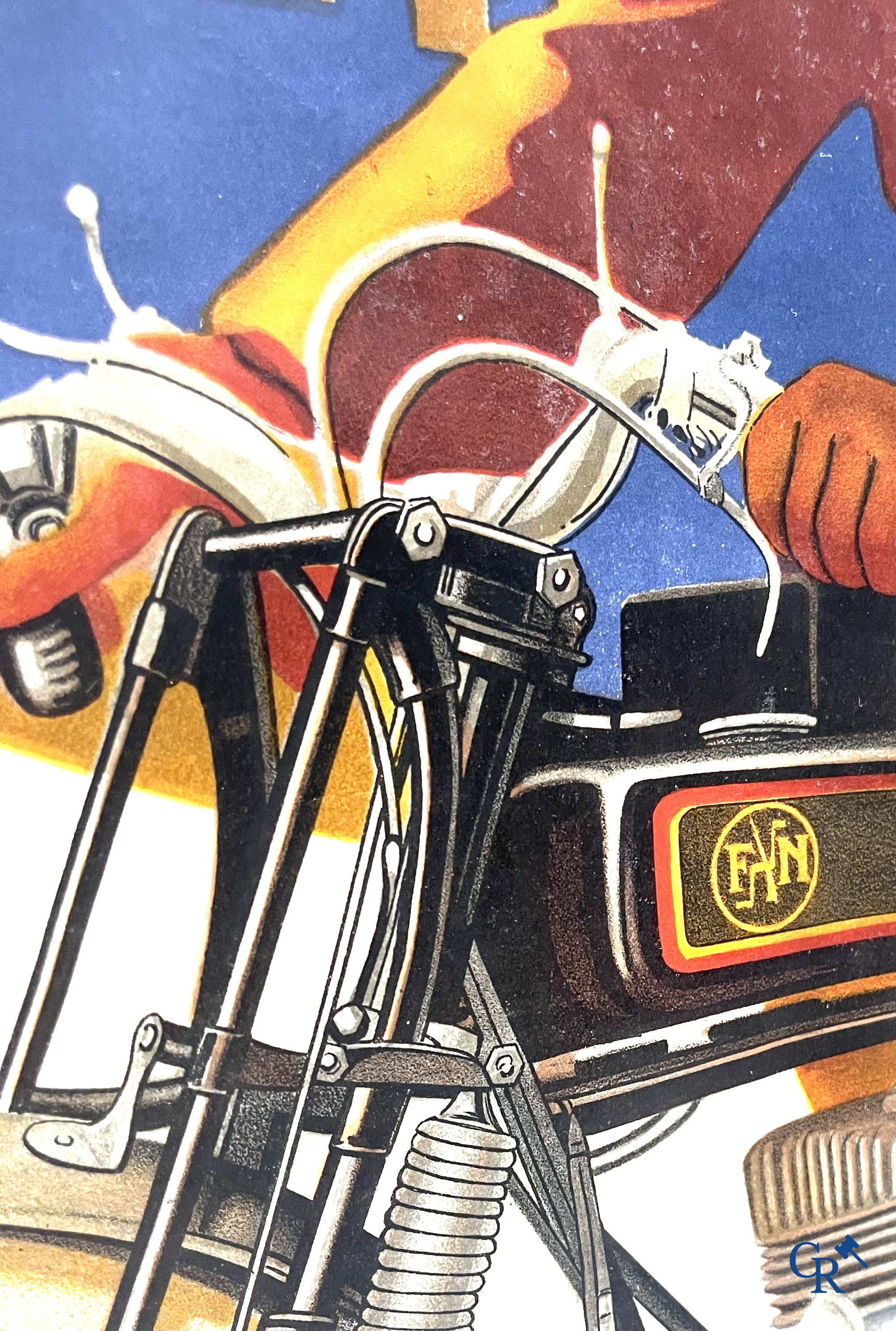 FN Motorcycle factory Herstal, Rare and original publicity poster for the FN motorcycle type Sahara. Around 1930.