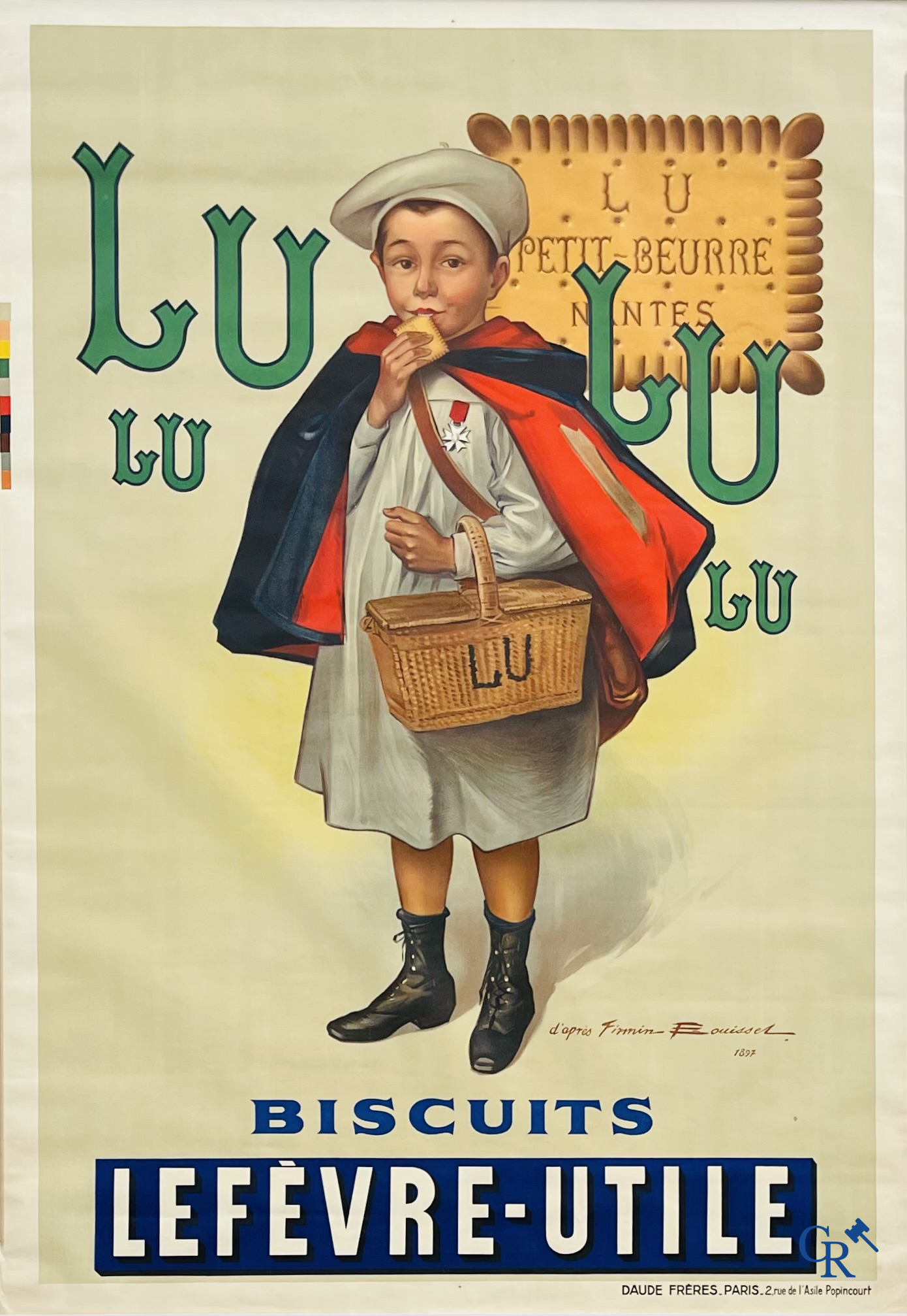 Firmin Bouisset (1859-1925) LU, biscuits Lefèvre-Utile. Lithographie publicitaire pour Petit-Beurre. Daude Frères-Paris.