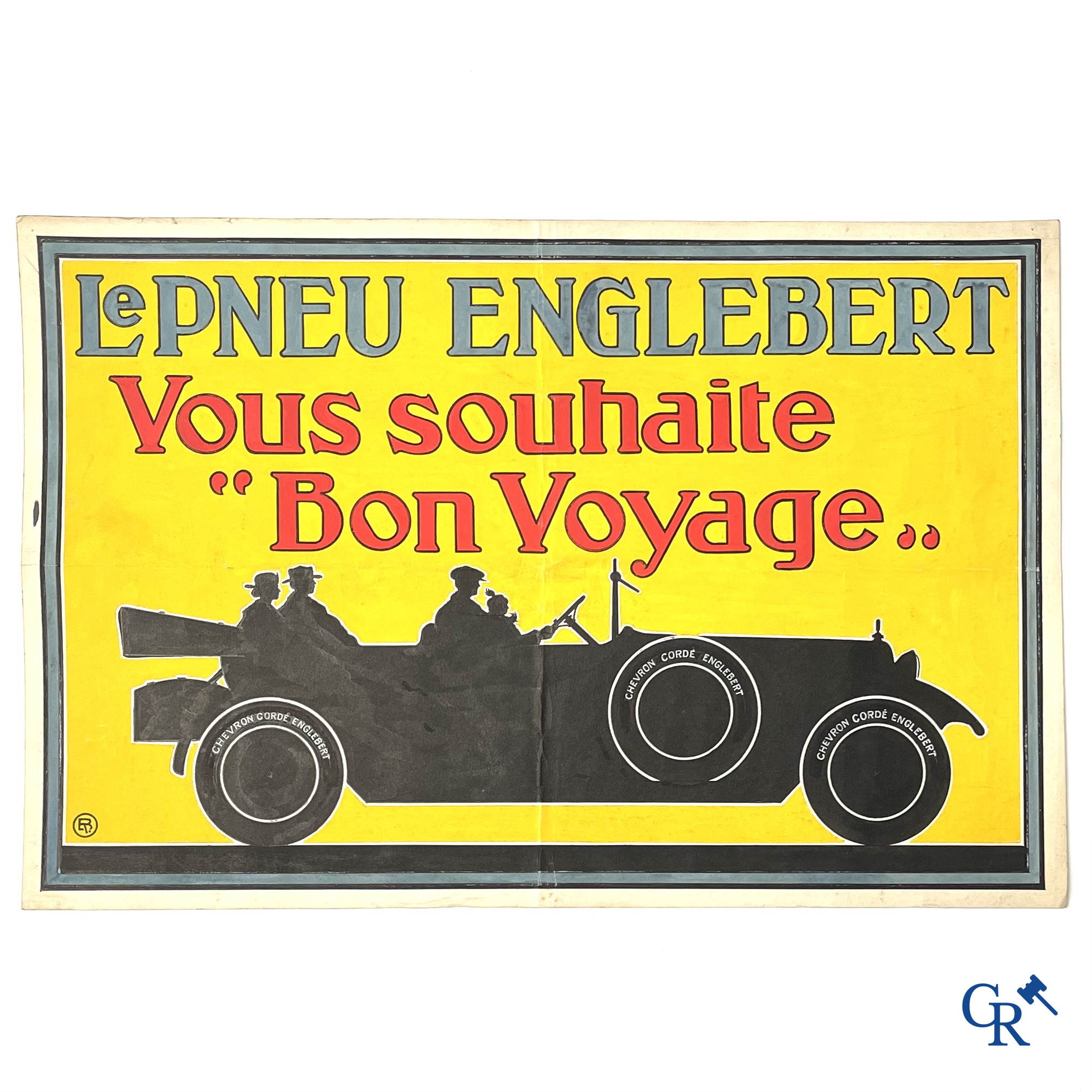 René Boby, Voorstelmodel in gouache voor een publiciteitsaffiche voor de Englebert bandenfabriek te Luik. Circa 1930.