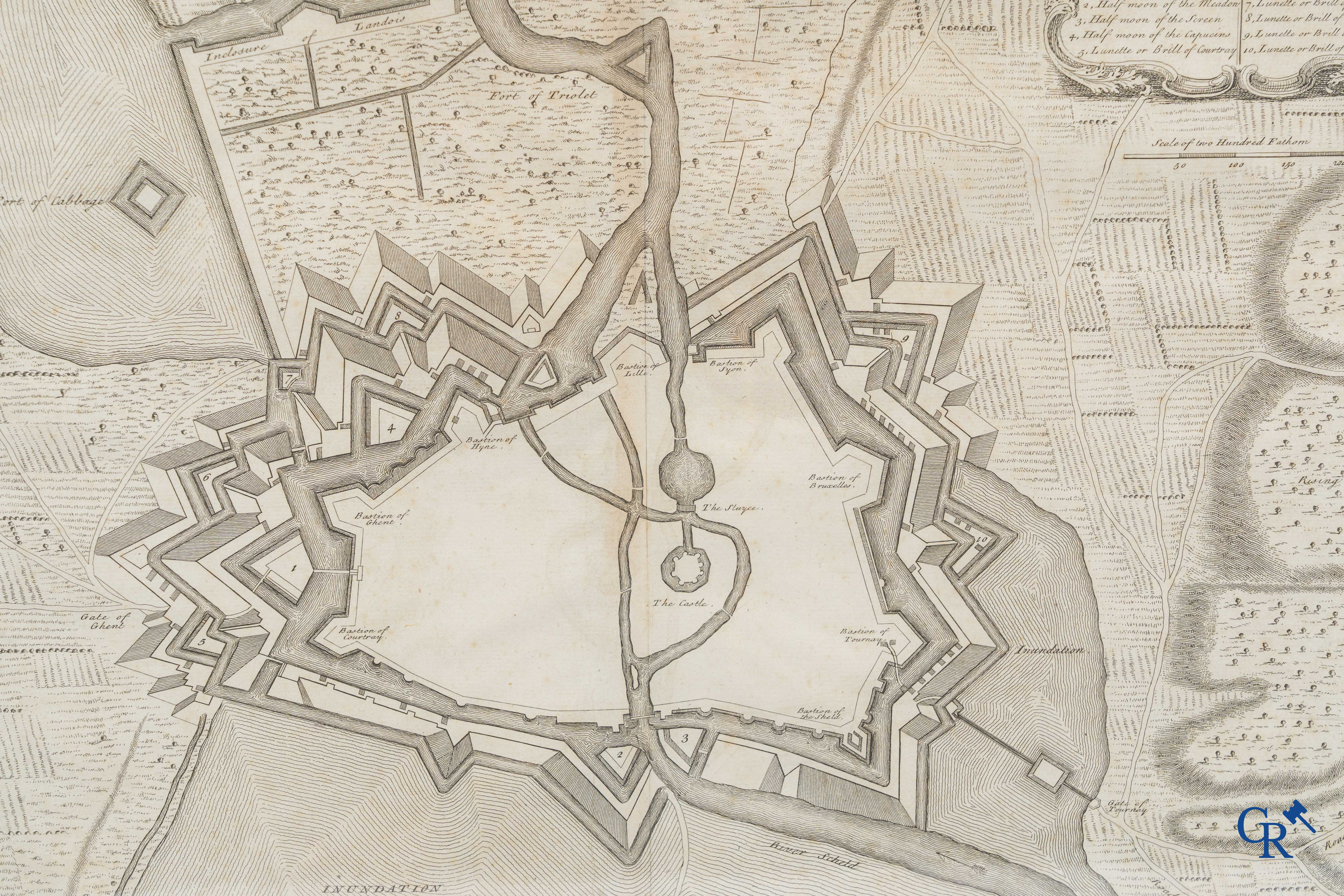 Oudenaarde, 7 antique maps, including battle plans, city and wall plans, etc. 17th-18th century.
