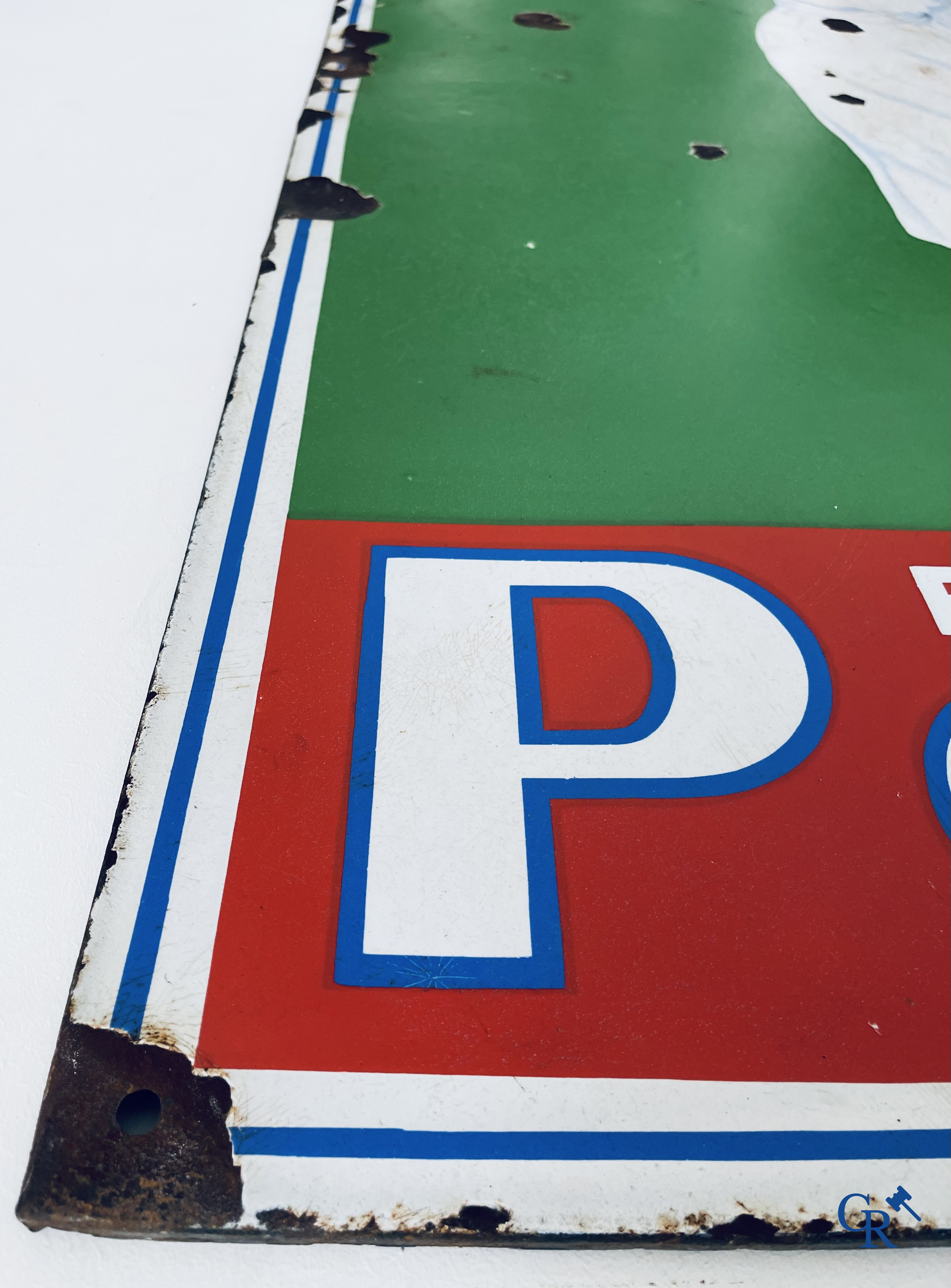 Persil, Groot emaille reclamebord met "De Weibe Dame" naar een ontwerp uit 1922 door Kurt Heiligenstaedt.