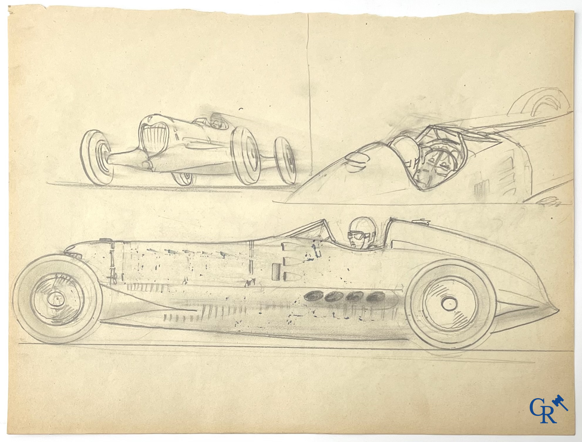 Géo Ham, (Georges Hamel, 1900-1972) "Bolide" Esquisse, crayon sur papier. Années '30.