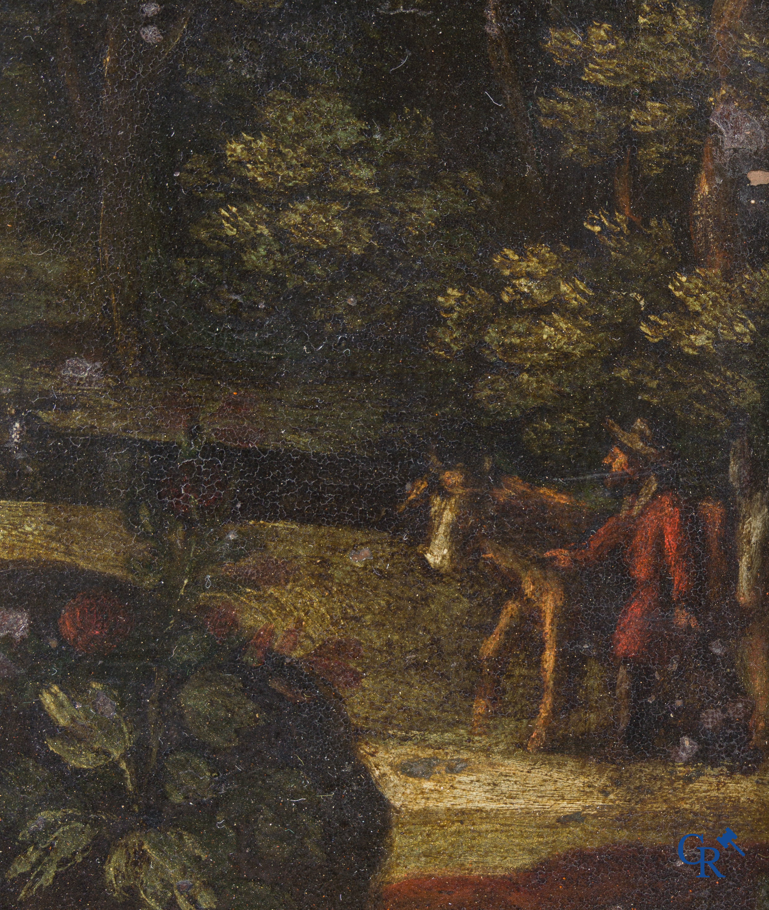 Antique religious painting. The Holy Mary, Jesus and Saint John the Baptist. Oil on copper. 18th-19th century.