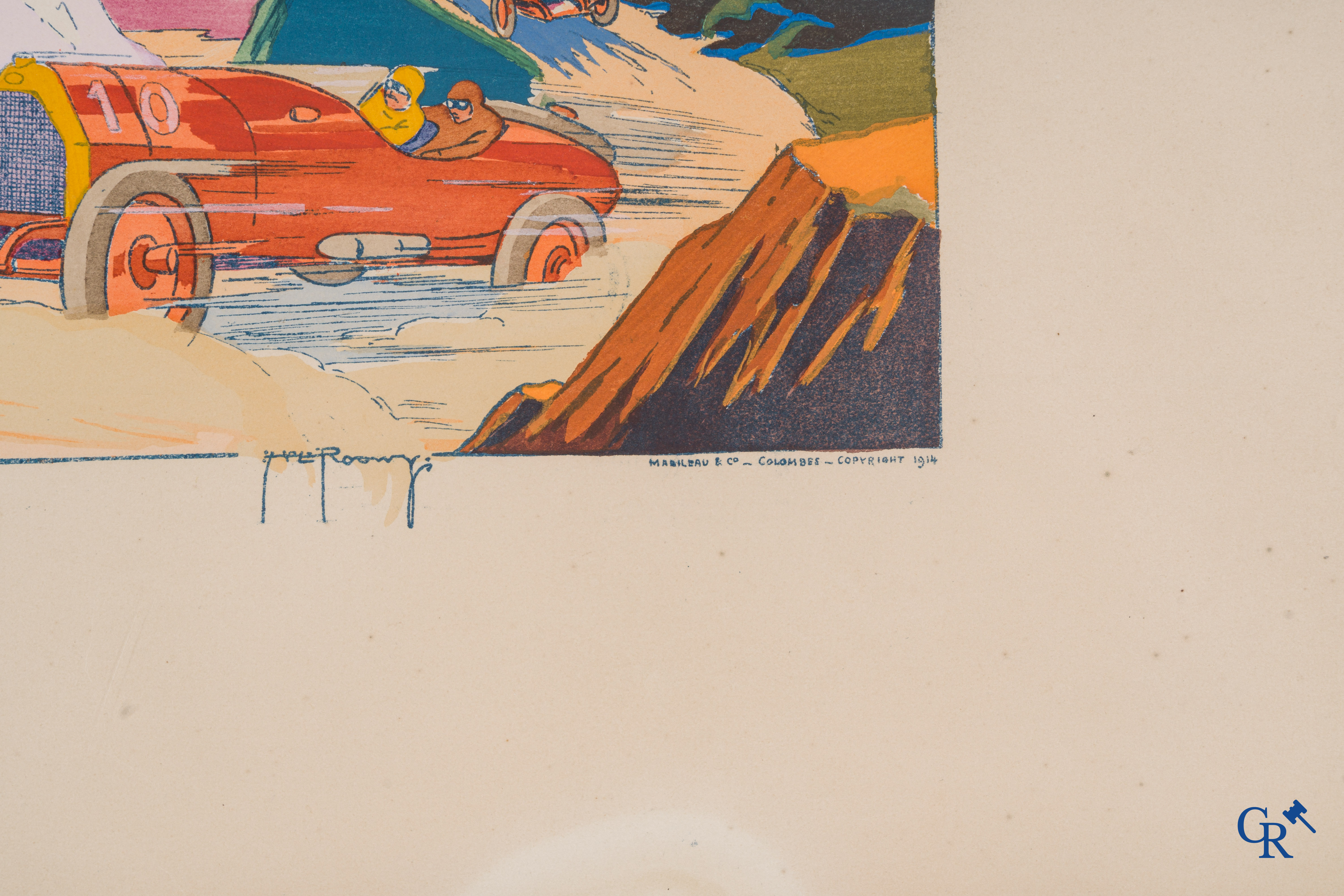 H.L. Roowy (Stanley Charles Rowles), L'Aquila Italiana au tour de France. Coloured lithograph 1914.