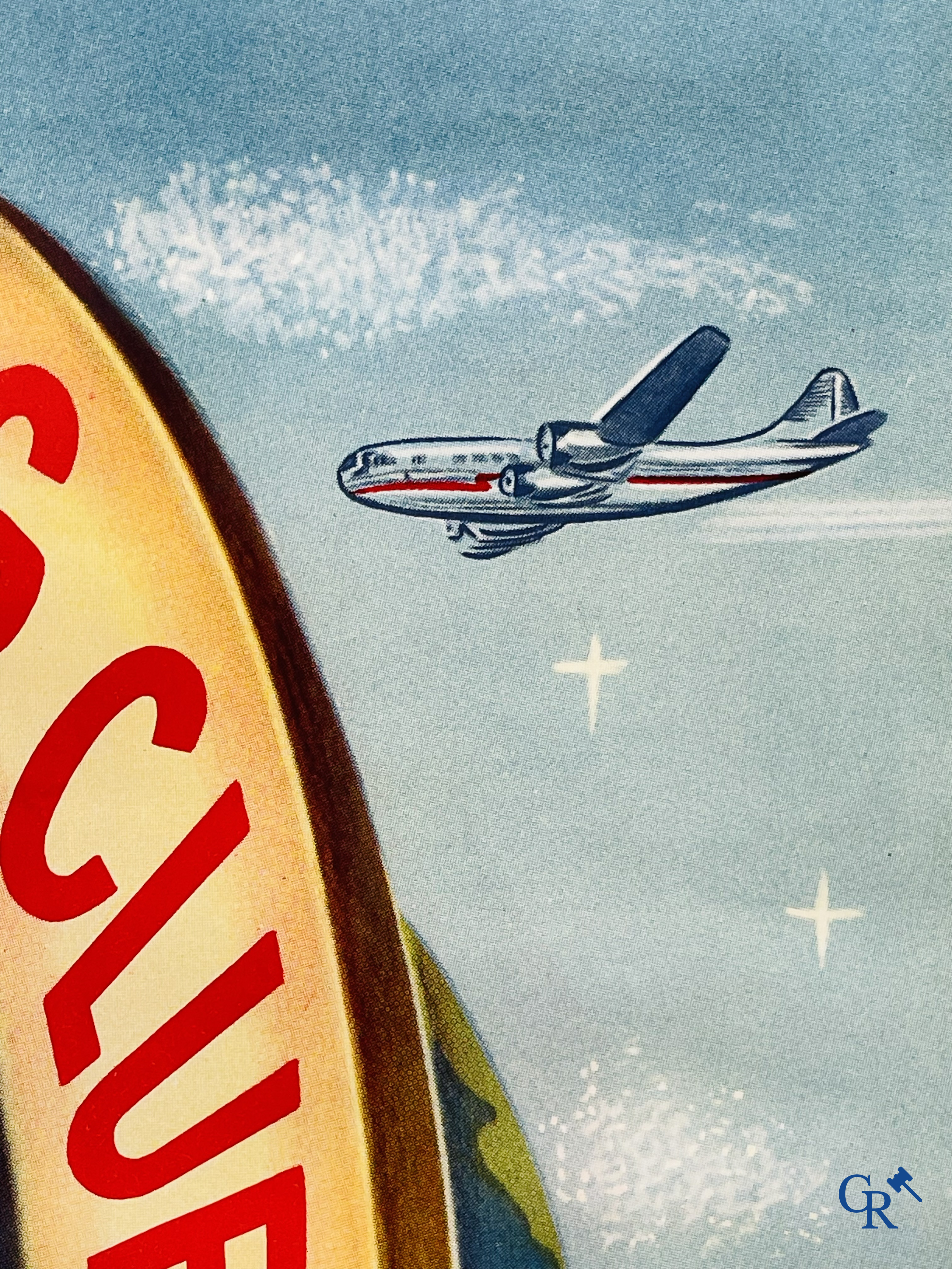 J. Prion, Touring Club De Belgique. Rare publicity poster for the Touring Road Help of Belgium. 1950's.