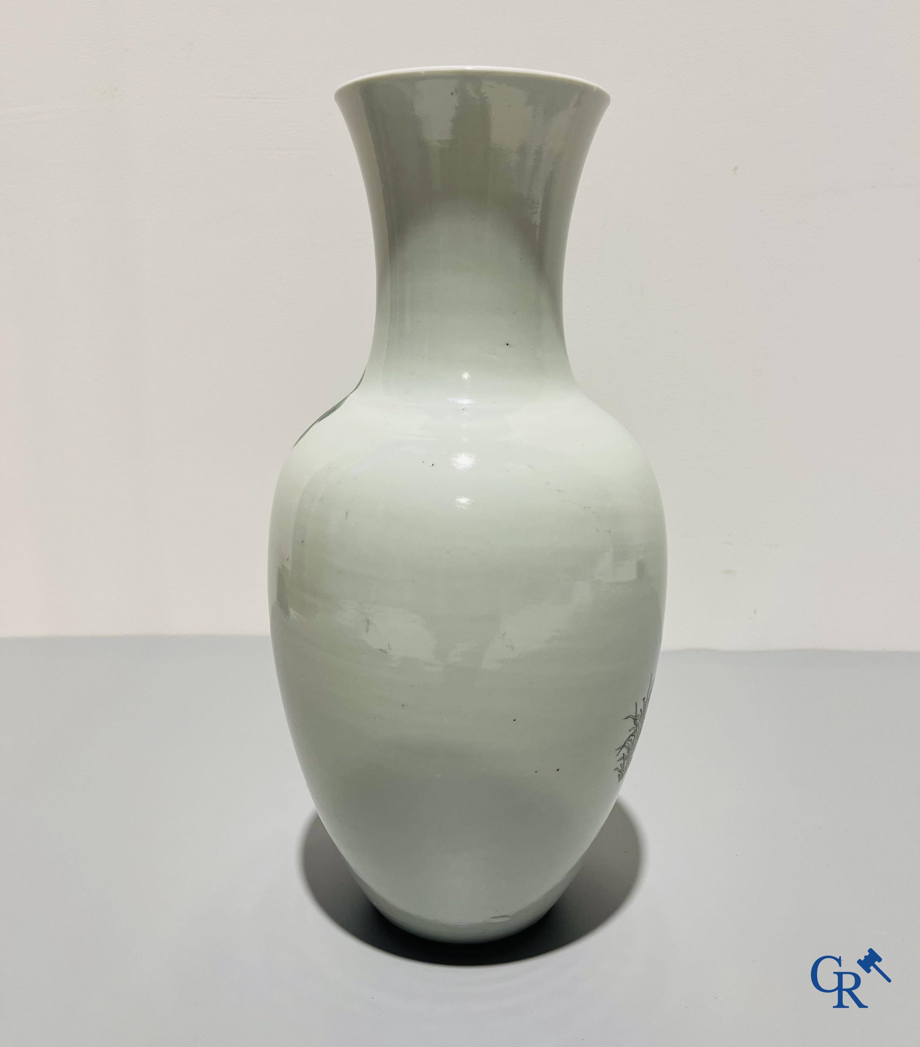 Asian Art, Chinese porcelain, a Chinese famille rose vase with warriors.