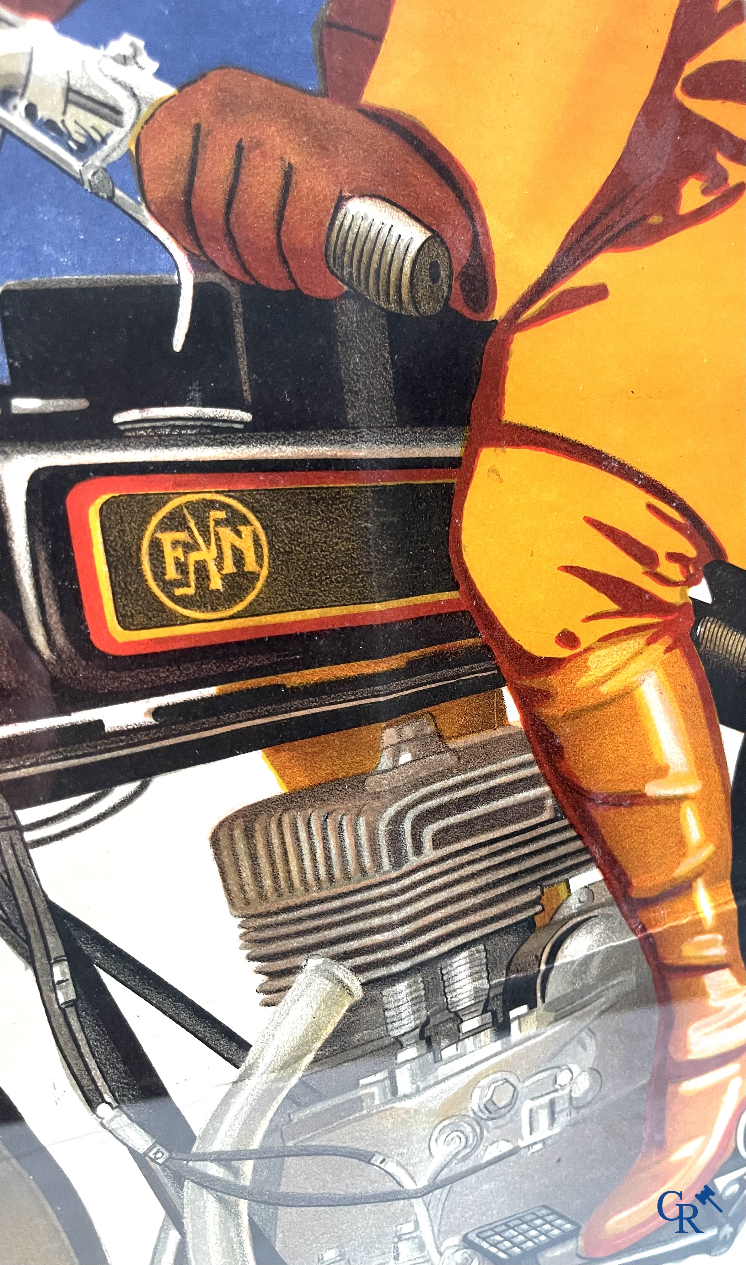 FN Motorcycle factory Herstal, Rare and original publicity poster for the FN motorcycle type Sahara. Around 1930.