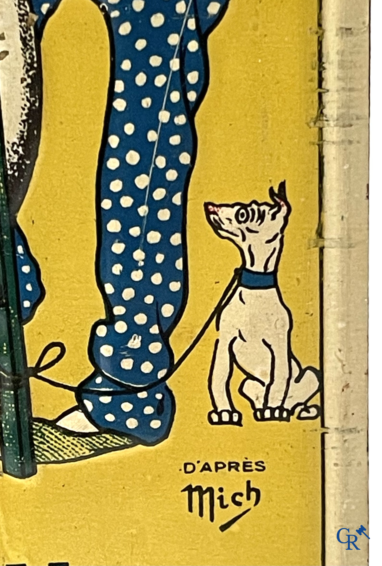 Pneu Hutchinson, Deurpost in beschilderd blik voor Hutchinson banden. Naar een ontwerp van Mich. Circa 1920.