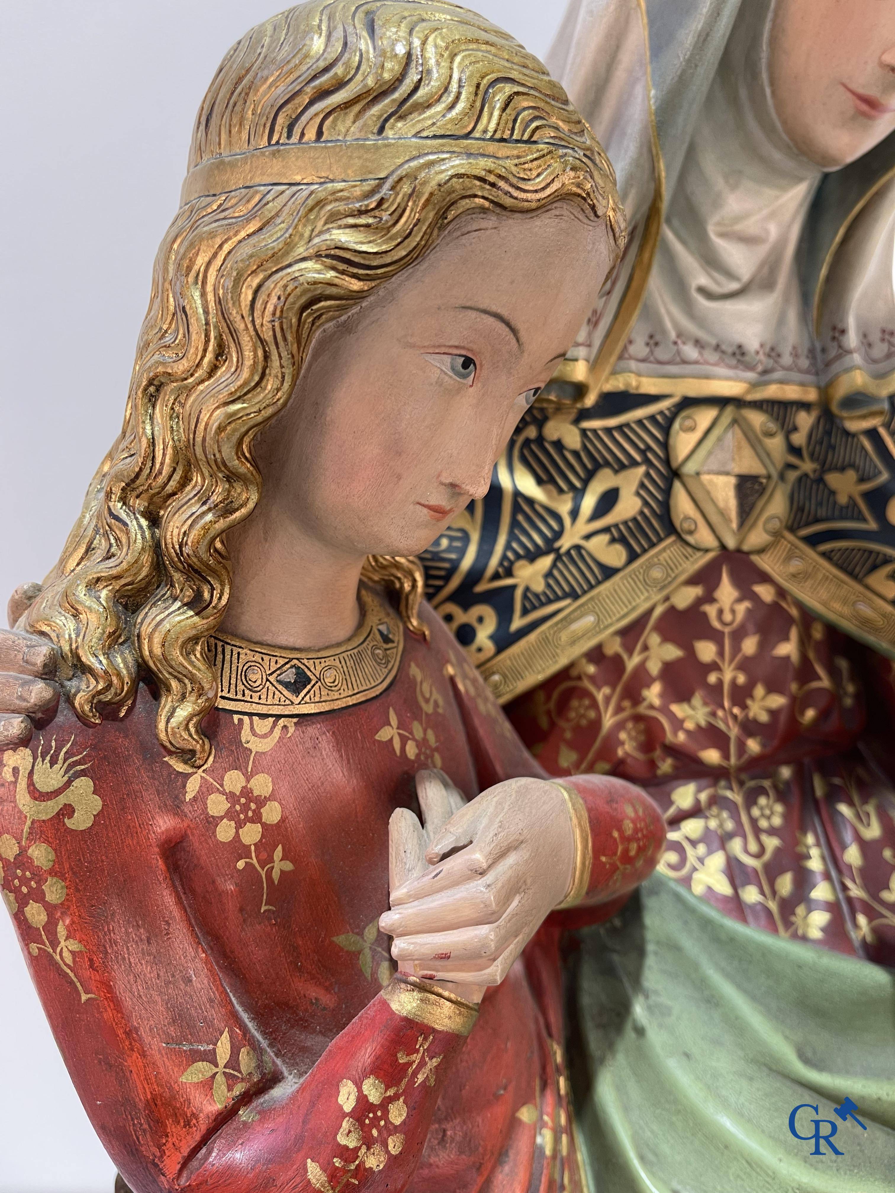 Religious objects, representation of Sint Barbara and Sint Anna ten Drieën in original polychromy. Late 19th century.