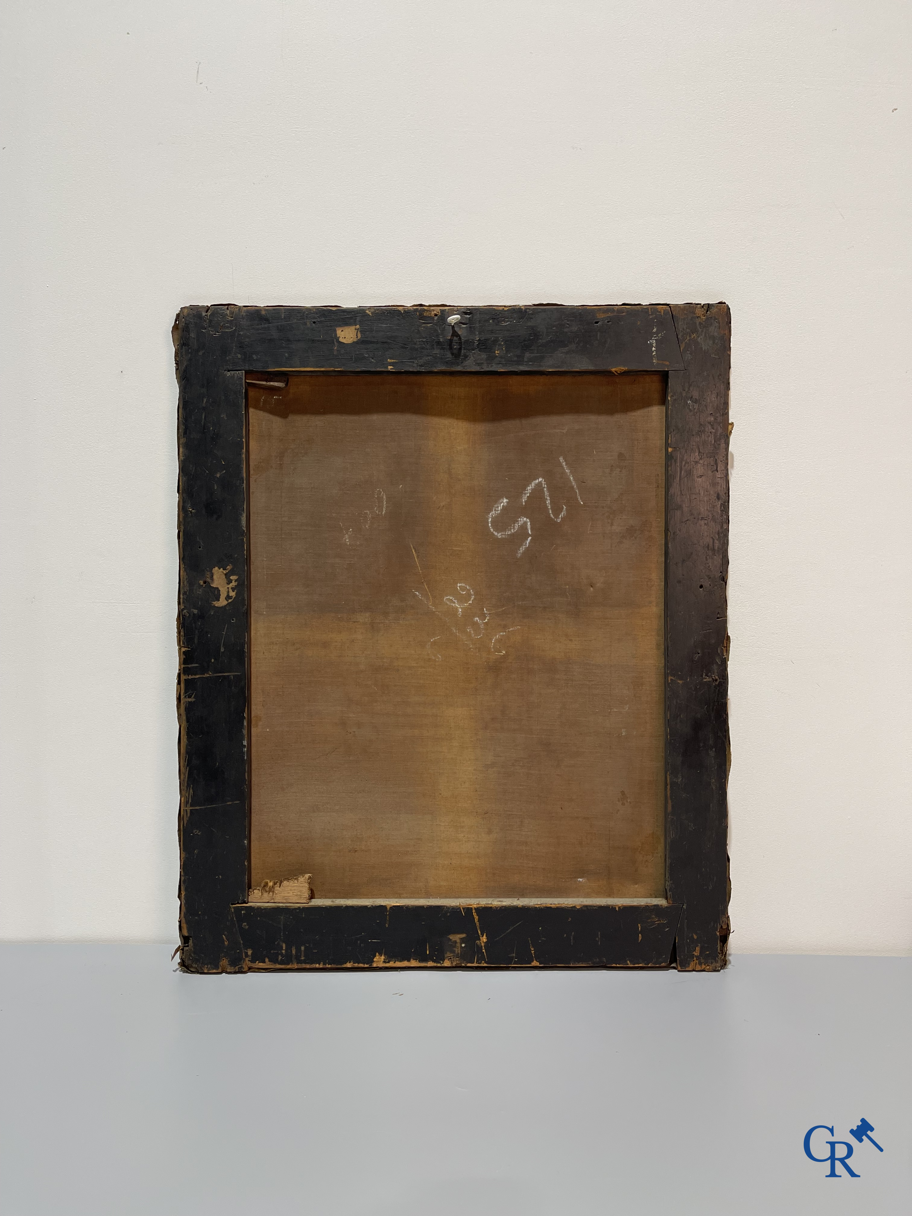 2 portretschilderijen, olie op doek.