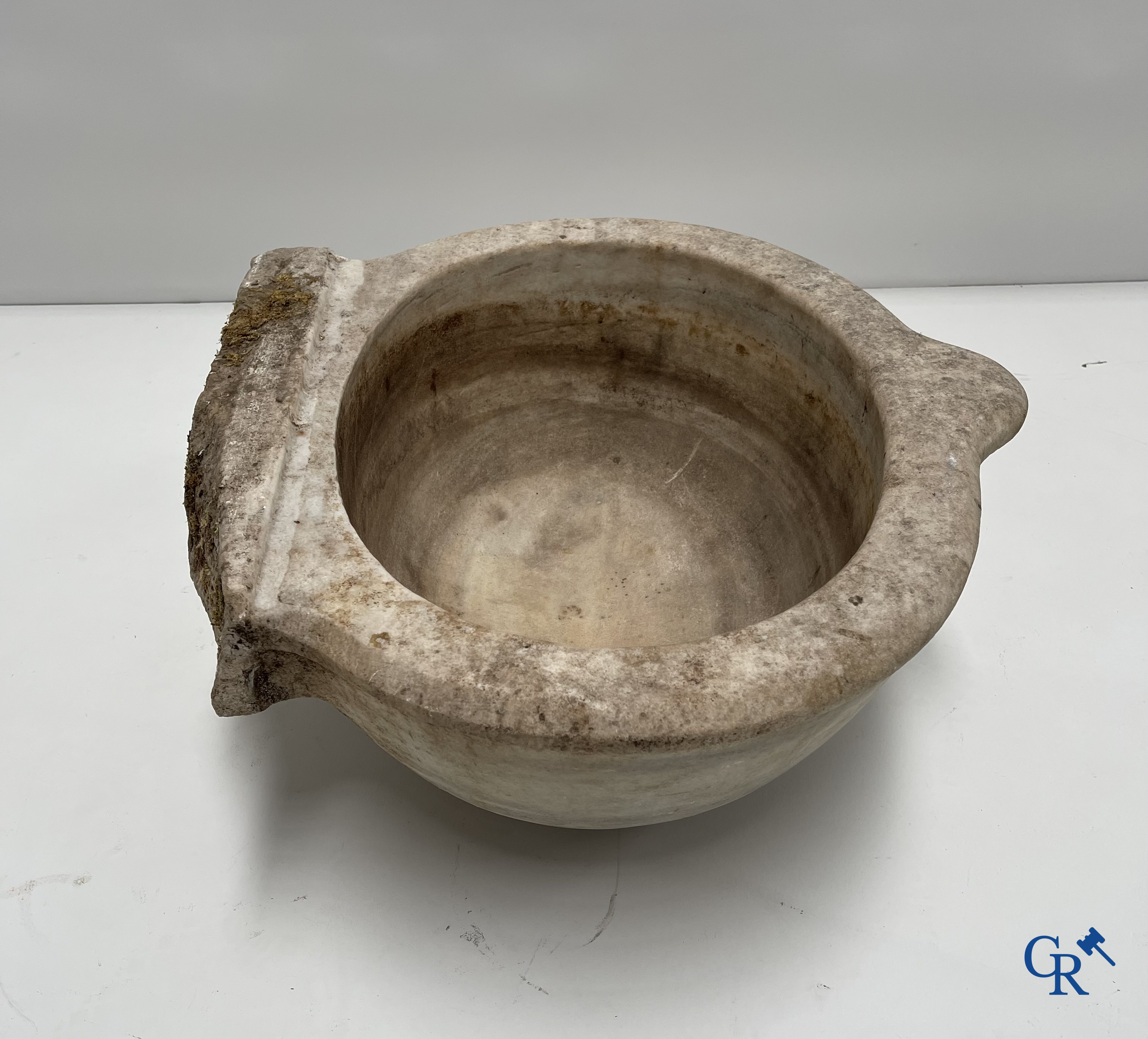 Exceptional large marble holy water barrel or font. 18th century.