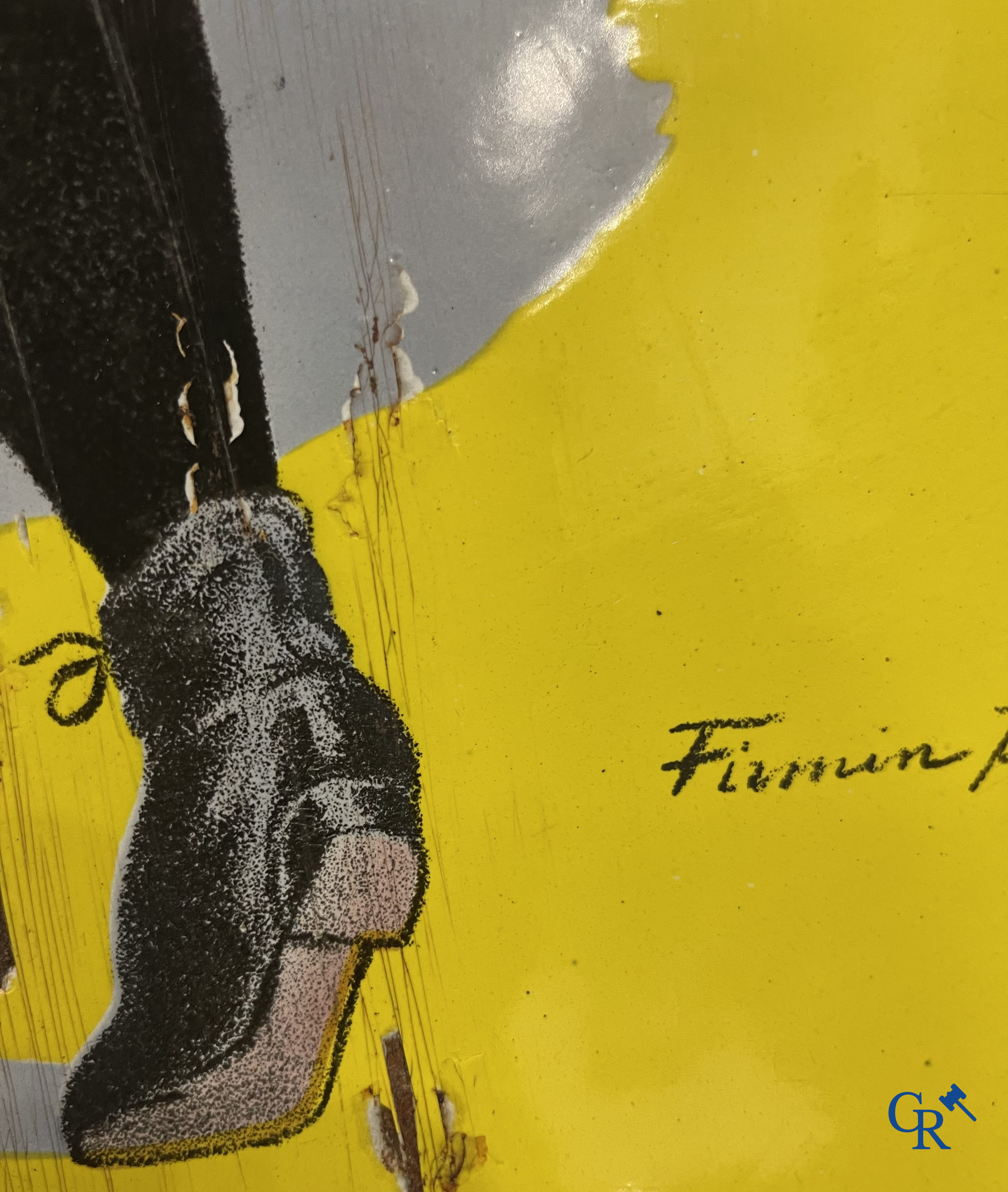 Chocolat Menier, "éviter les contrefaçons", emaille reclamebord naar een ontwerp van Firmin Bouisset.