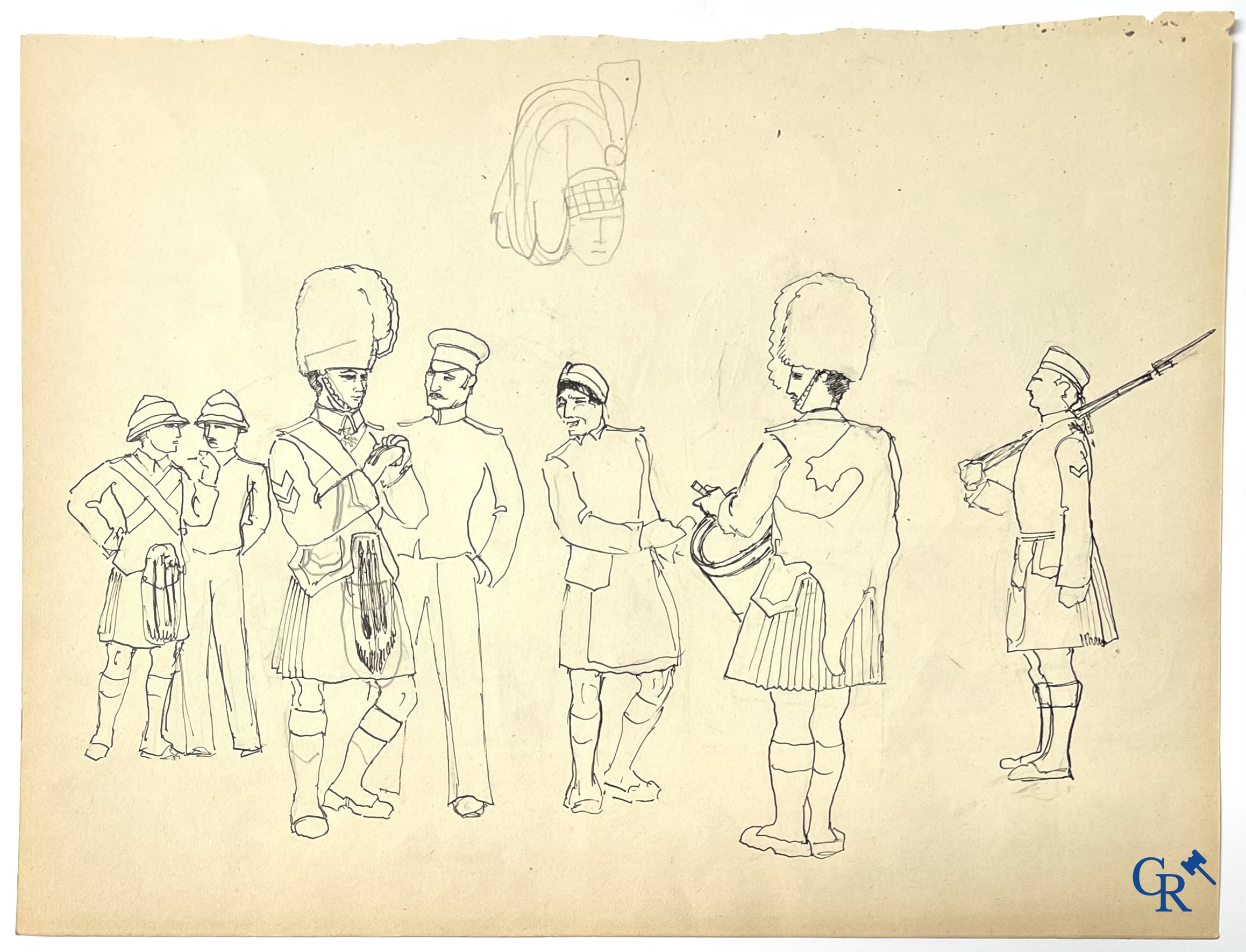 Géo Ham, (Georges Hamel, 1900-1972) "Bolide" Esquisse, crayon sur papier. Années '30.