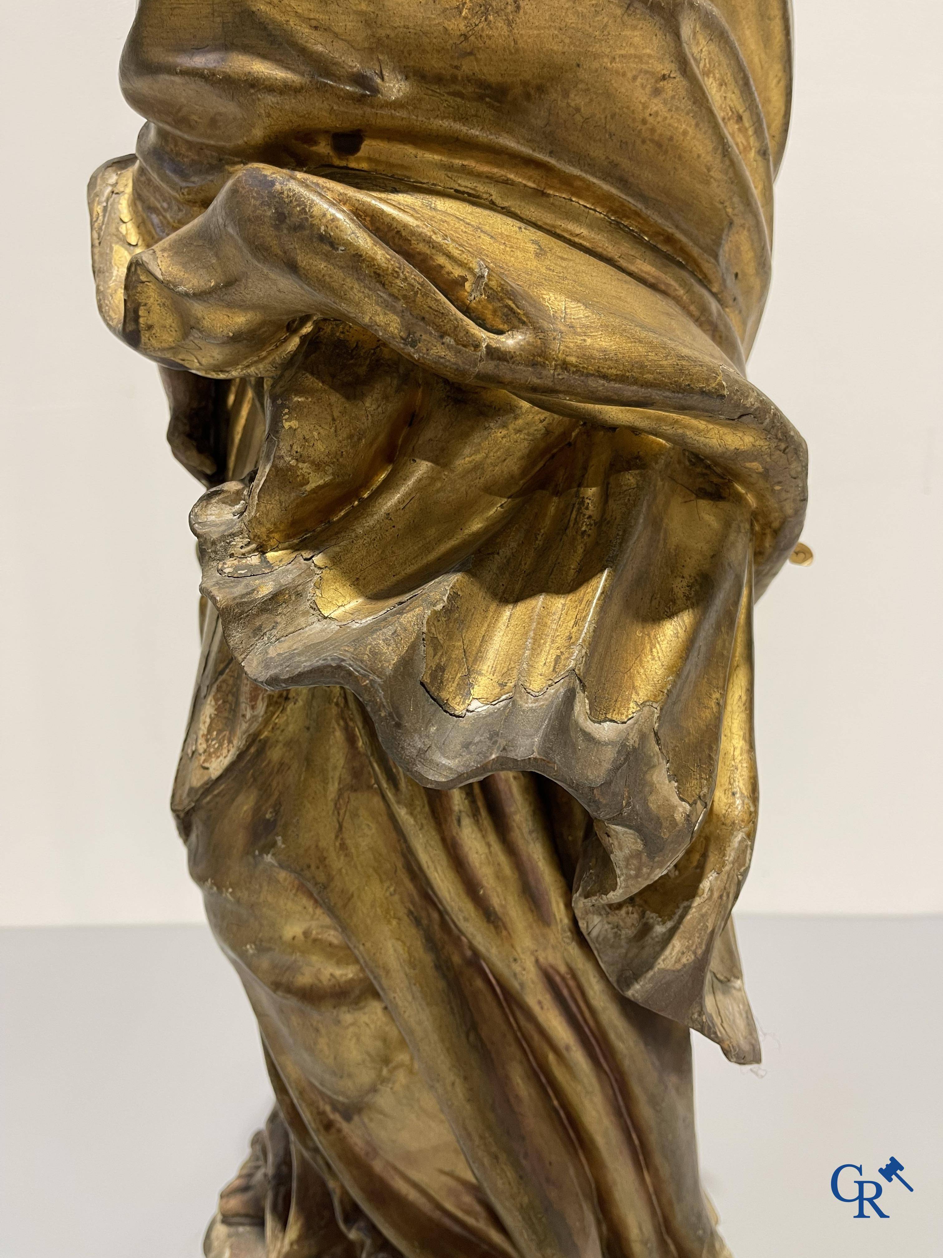 Exceptionally polychrome wooden statue of Saint Catherine of Alexandria with glass eyes, 18th century.