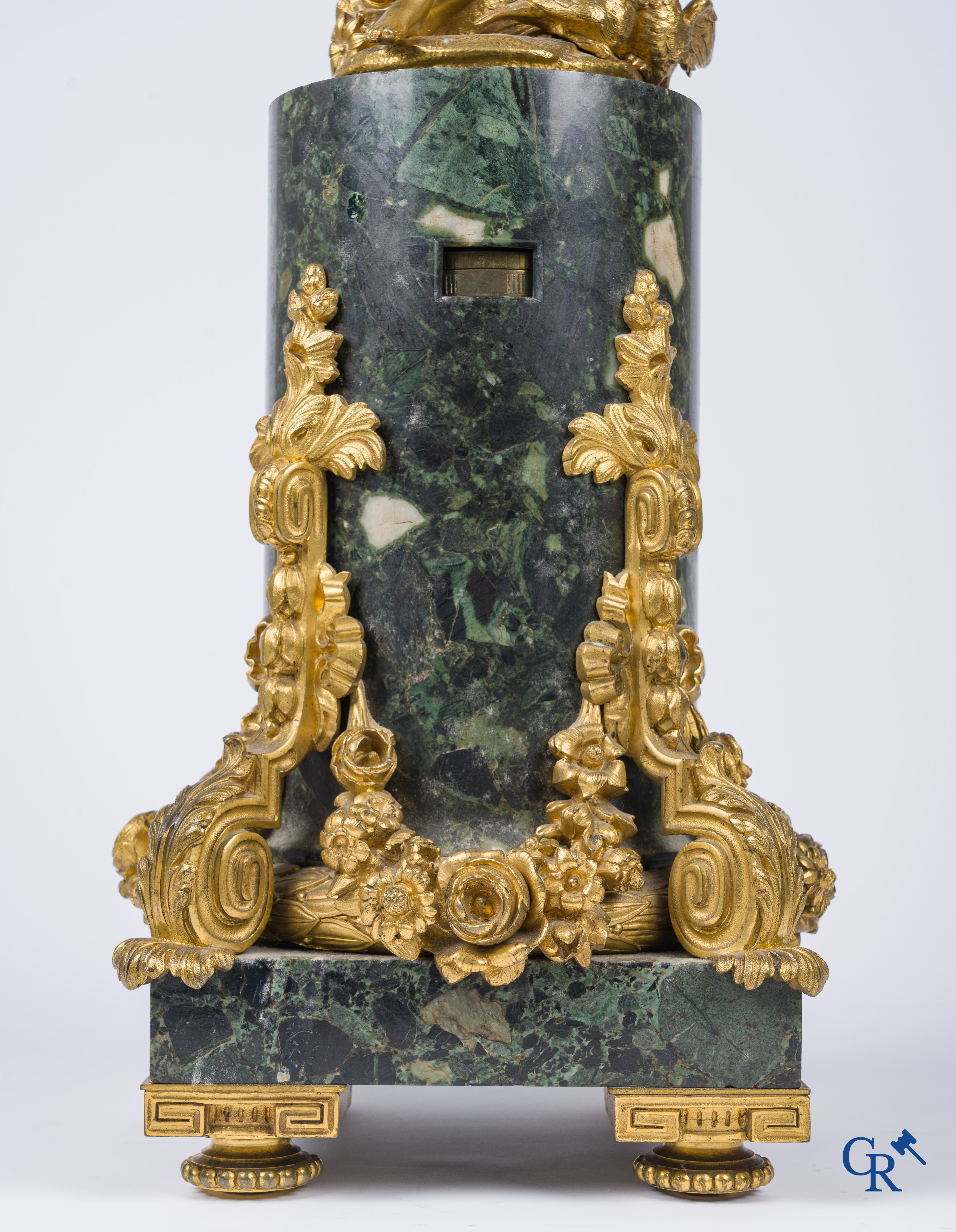 Victor Paillard. Pendule à Cercles Tournantes. Pendulum in green marble and gilded bronze. Circa 1860.