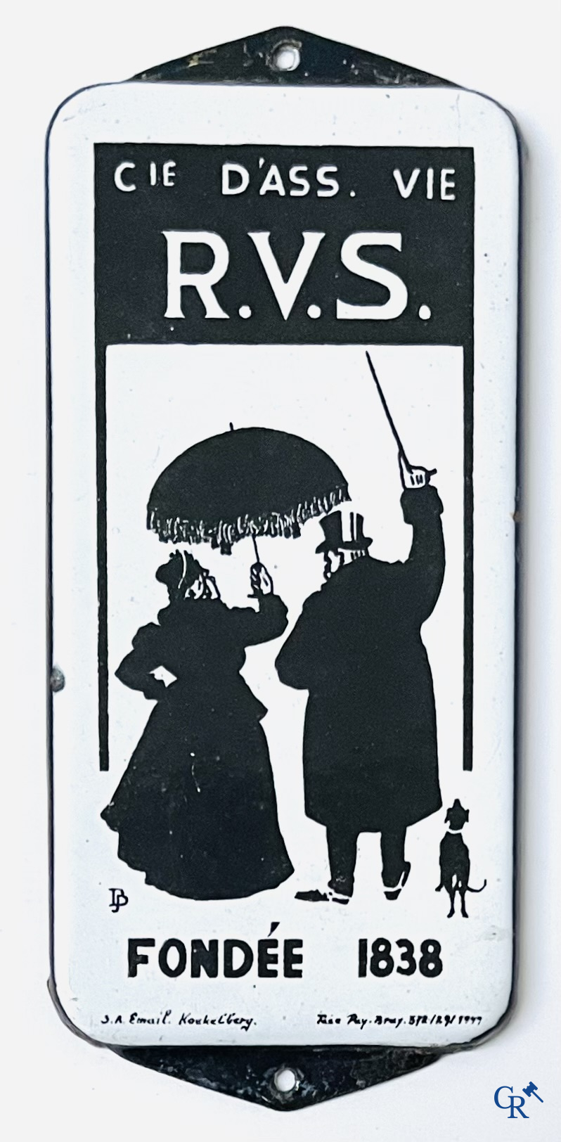 RVS, an enamel door publicity sign designed by Tjeerd Bottema. Emaillerie Koekelberg 1949.